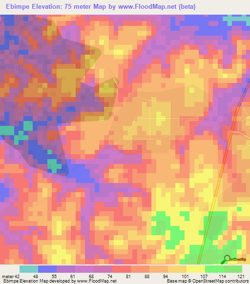 Ebimpe,Ivory Coast Elevation Map