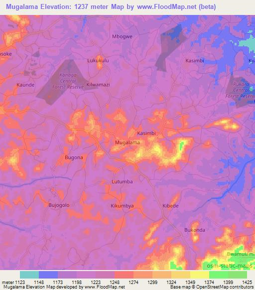 Mugalama,Uganda Elevation Map