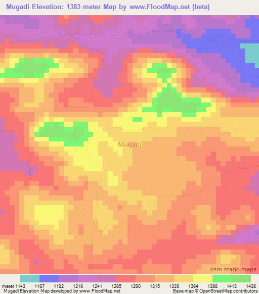 Mugadi,Uganda Elevation Map