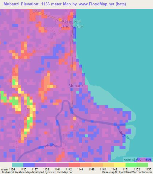 Mubanzi,Uganda Elevation Map