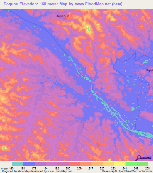 Doguhe,Ivory Coast Elevation Map