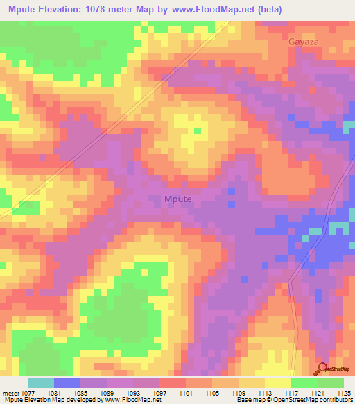 Mpute,Uganda Elevation Map