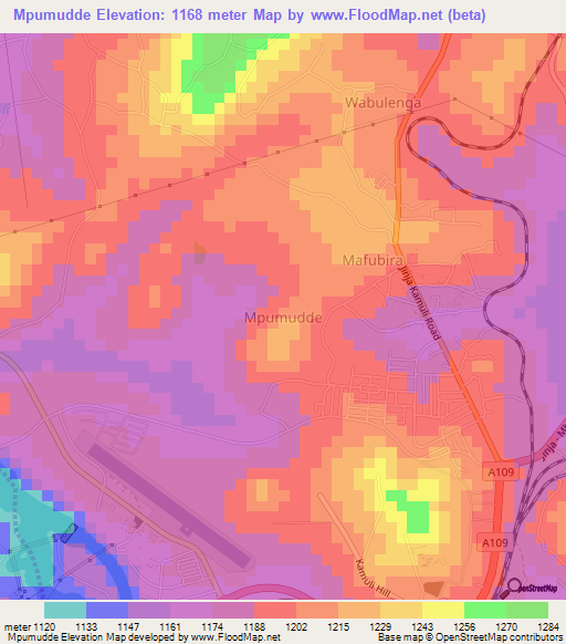 Mpumudde,Uganda Elevation Map