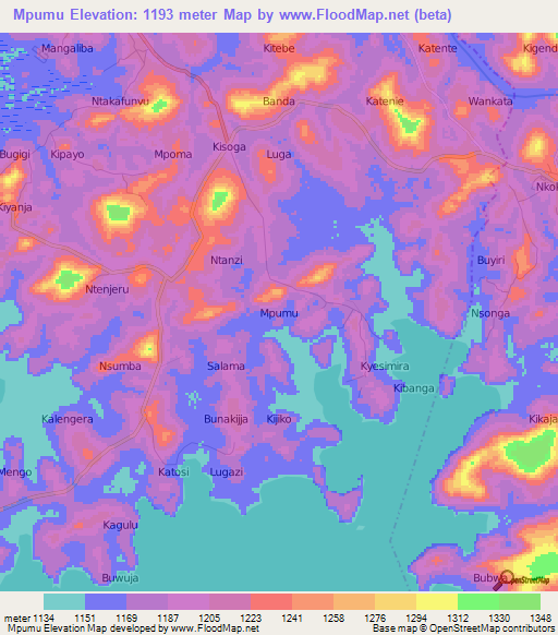 Mpumu,Uganda Elevation Map