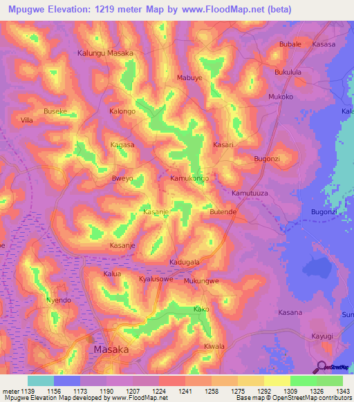 Mpugwe,Uganda Elevation Map