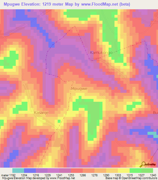 Mpugwe,Uganda Elevation Map