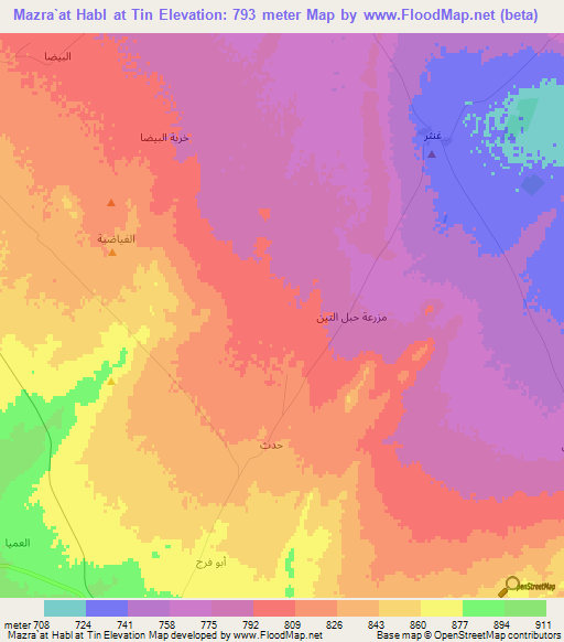 Mazra`at Habl at Tin,Syria Elevation Map