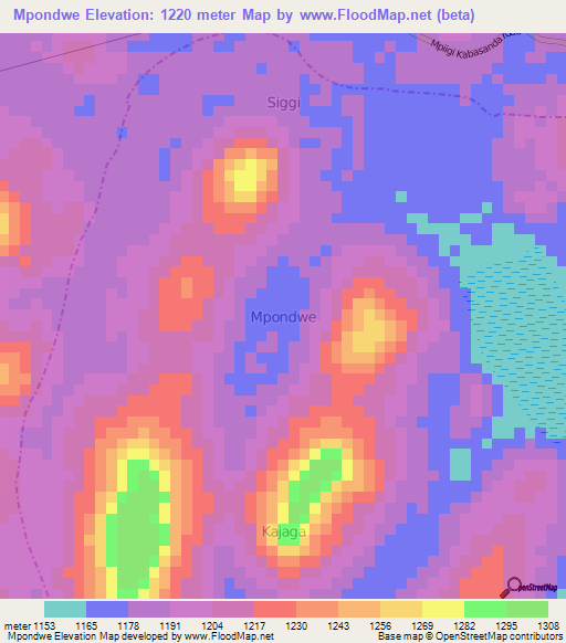 Mpondwe,Uganda Elevation Map