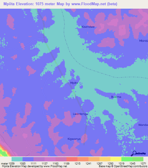 Mpiita,Uganda Elevation Map