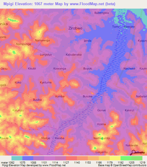 Mpigi,Uganda Elevation Map