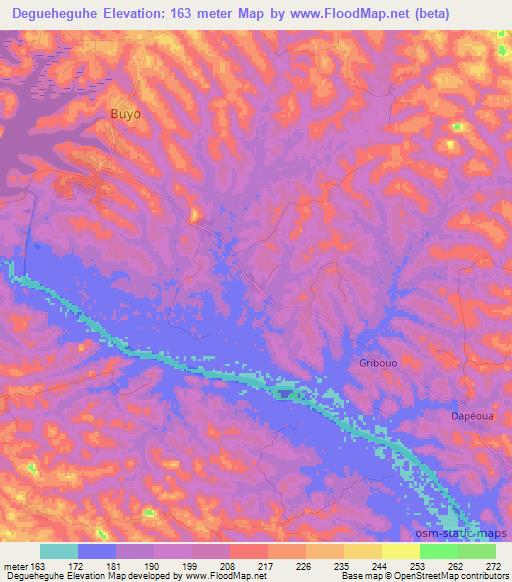 Degueheguhe,Ivory Coast Elevation Map