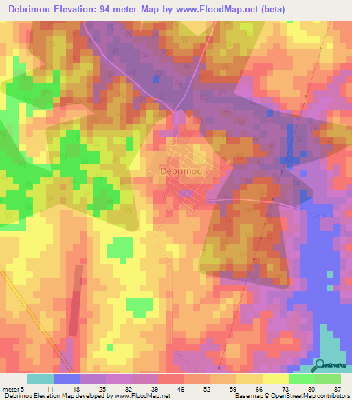 Debrimou,Ivory Coast Elevation Map