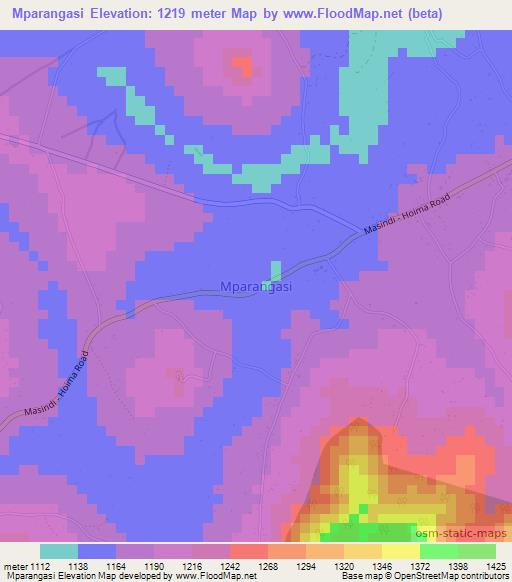 Mparangasi,Uganda Elevation Map