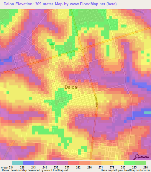 Daloa,Ivory Coast Elevation Map