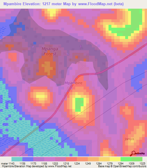 Mpambire,Uganda Elevation Map