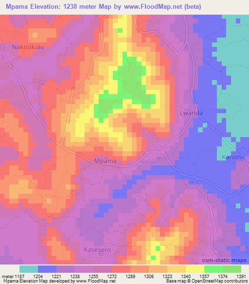 Mpama,Uganda Elevation Map