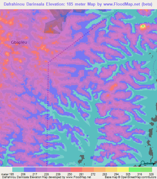 Dafrahinou Darinsala,Ivory Coast Elevation Map