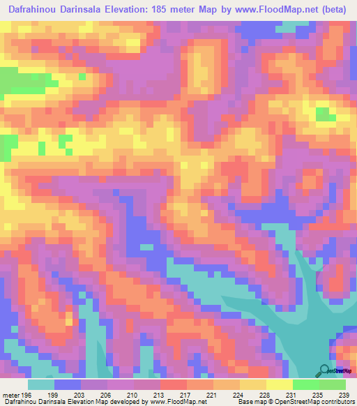 Dafrahinou Darinsala,Ivory Coast Elevation Map