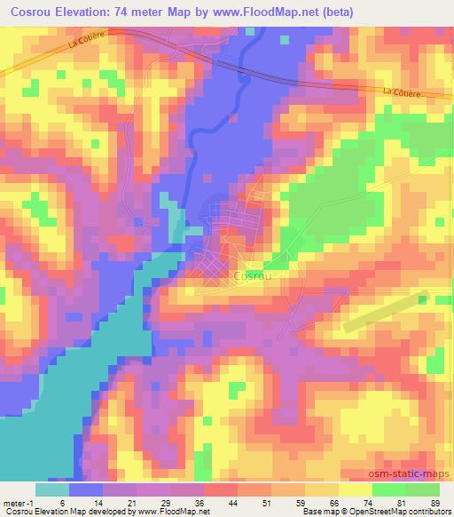 Cosrou,Ivory Coast Elevation Map