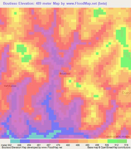 Boutisso,Ivory Coast Elevation Map