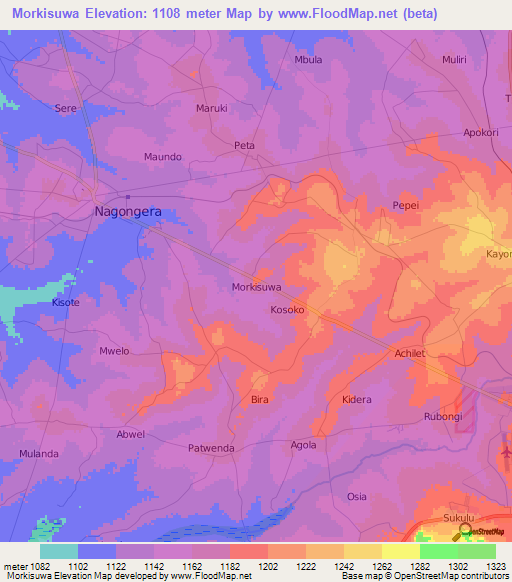 Morkisuwa,Uganda Elevation Map
