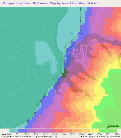 Mongiro,Uganda Elevation Map