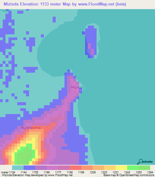 Mizinda,Uganda Elevation Map