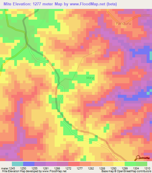 Mite,Uganda Elevation Map