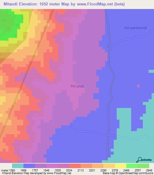 Mitandi,Uganda Elevation Map