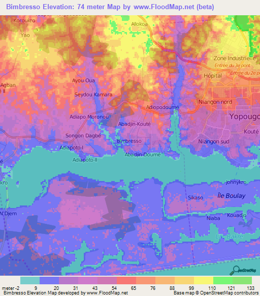 Bimbresso,Ivory Coast Elevation Map