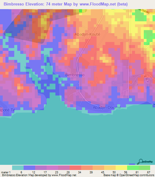 Bimbresso,Ivory Coast Elevation Map