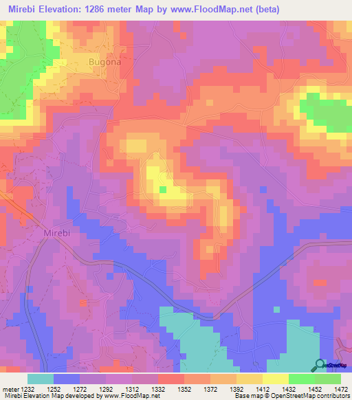 Mirebi,Uganda Elevation Map