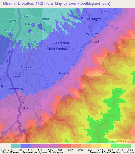Mirambi,Uganda Elevation Map