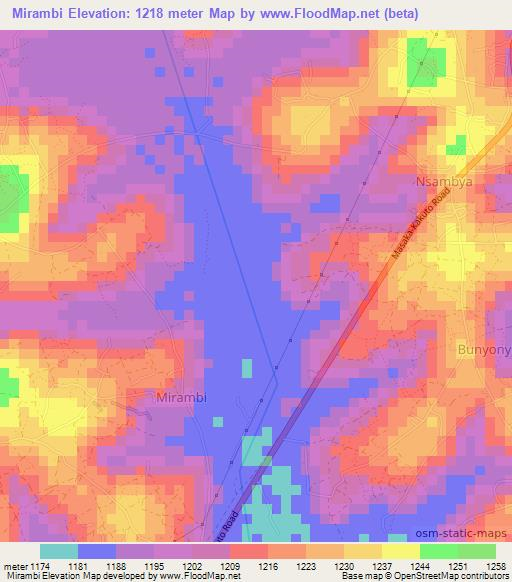 Mirambi,Uganda Elevation Map