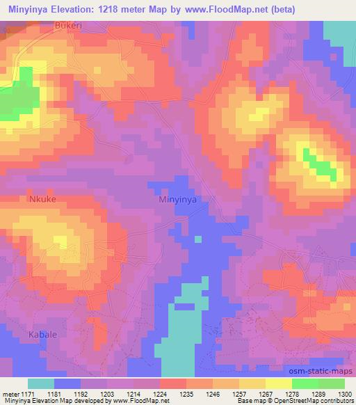 Minyinya,Uganda Elevation Map