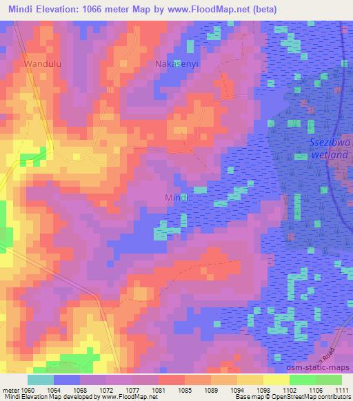Mindi,Uganda Elevation Map
