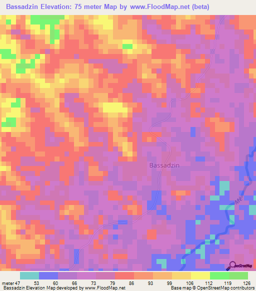 Bassadzin,Ivory Coast Elevation Map