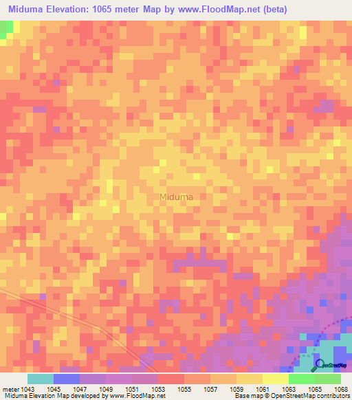 Miduma,Uganda Elevation Map