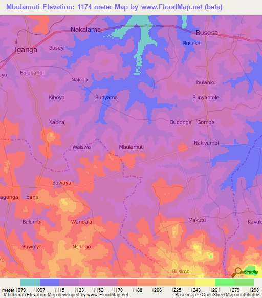 Mbulamuti,Uganda Elevation Map