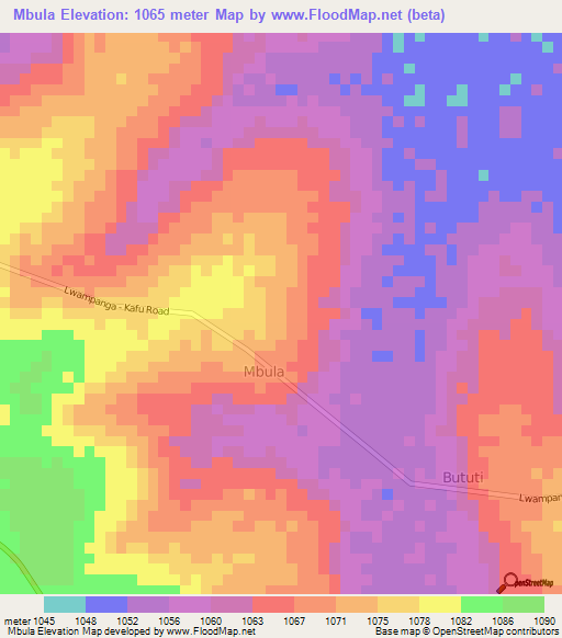 Mbula,Uganda Elevation Map