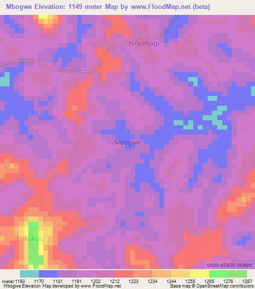 Mbogwe,Uganda Elevation Map