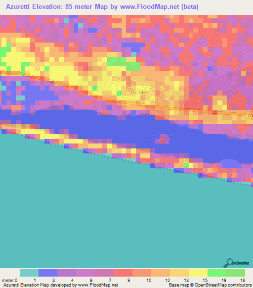 Azuretti,Ivory Coast Elevation Map