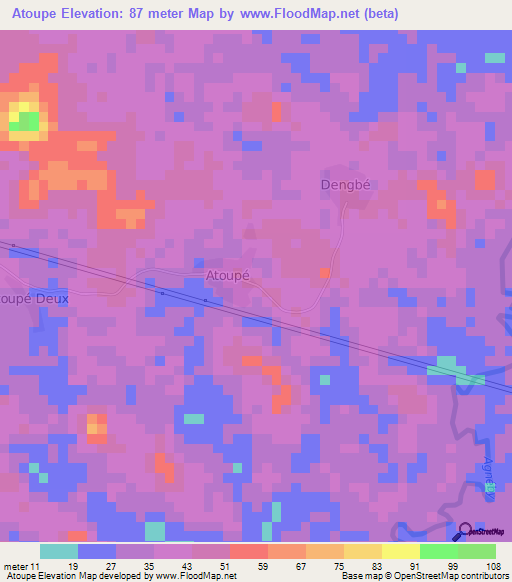 Atoupe,Ivory Coast Elevation Map