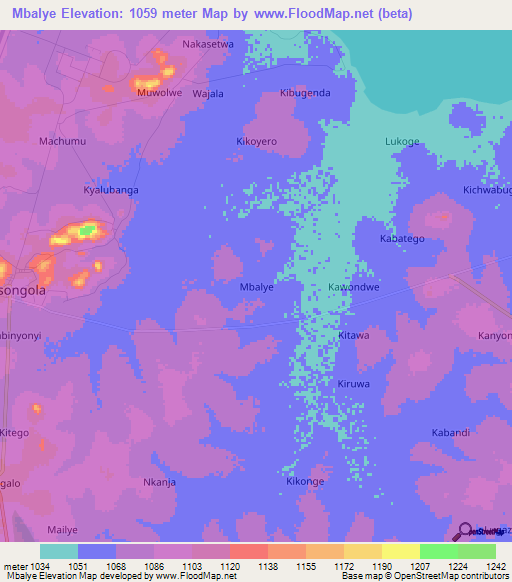 Mbalye,Uganda Elevation Map