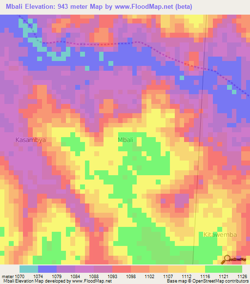 Mbali,Uganda Elevation Map