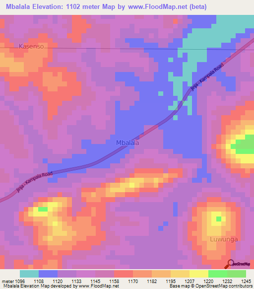Mbalala,Uganda Elevation Map