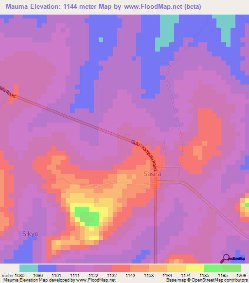 Mauma,Uganda Elevation Map