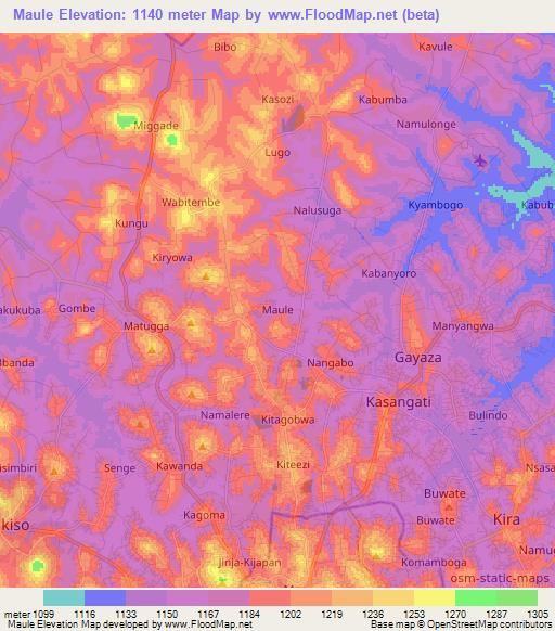 Maule,Uganda Elevation Map