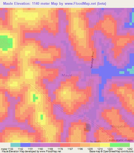 Maule,Uganda Elevation Map
