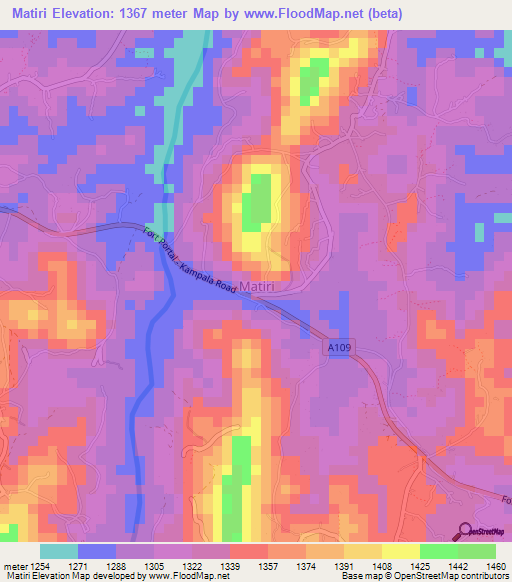 Matiri,Uganda Elevation Map